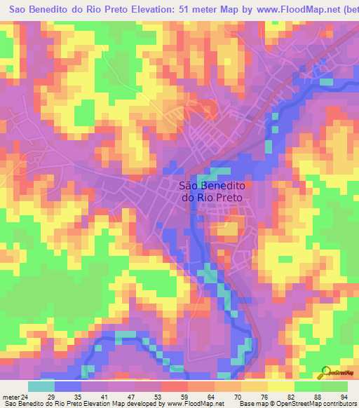 Sao Benedito do Rio Preto,Brazil Elevation Map