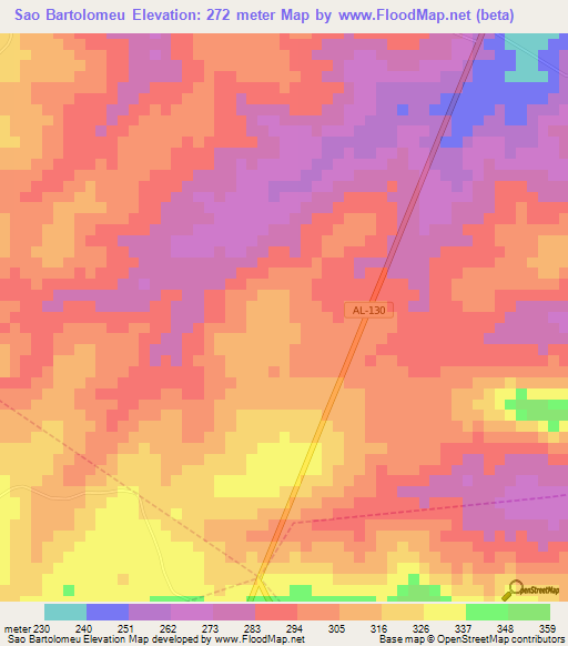 Sao Bartolomeu,Brazil Elevation Map