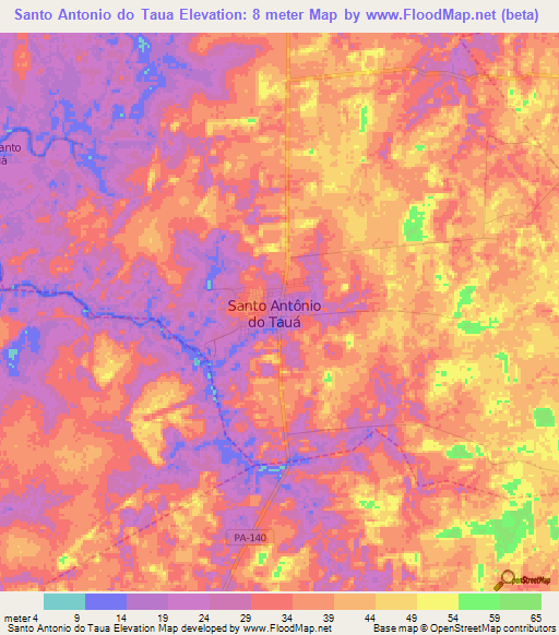 Santo Antonio do Taua,Brazil Elevation Map