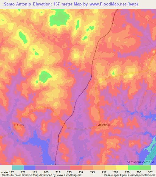 Santo Antonio,Brazil Elevation Map