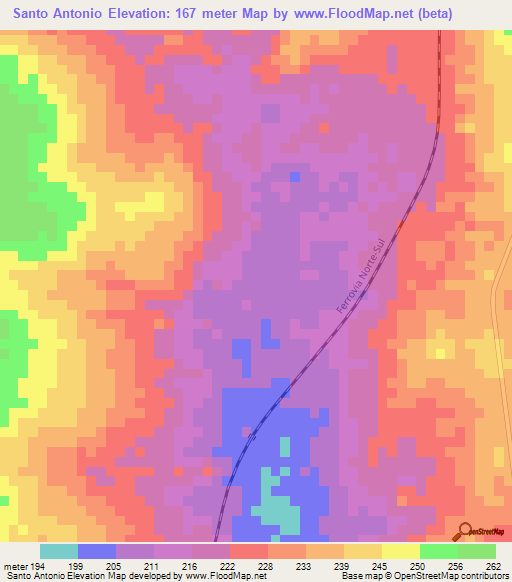 Santo Antonio,Brazil Elevation Map