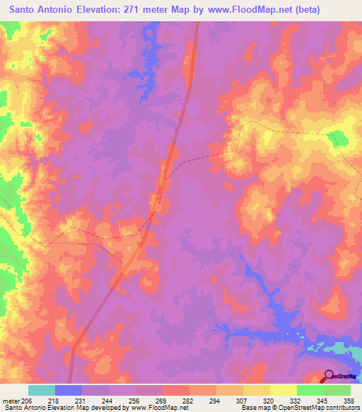 Santo Antonio,Brazil Elevation Map