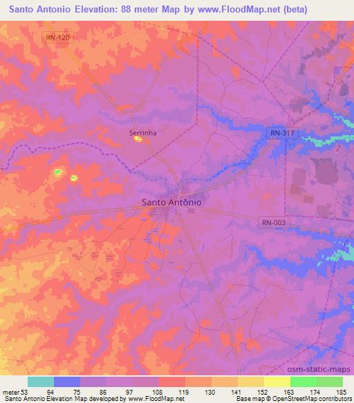 Santo Antonio,Brazil Elevation Map