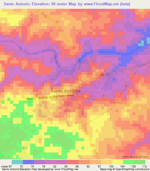 Santo Antonio,Brazil Elevation Map