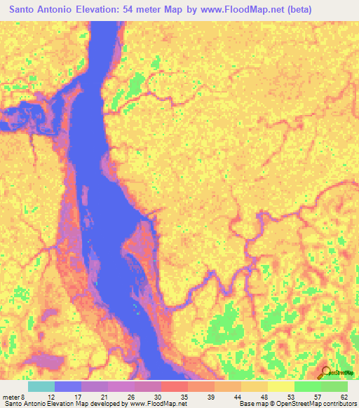 Santo Antonio,Brazil Elevation Map