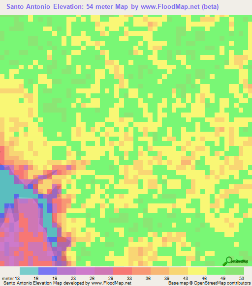 Santo Antonio,Brazil Elevation Map