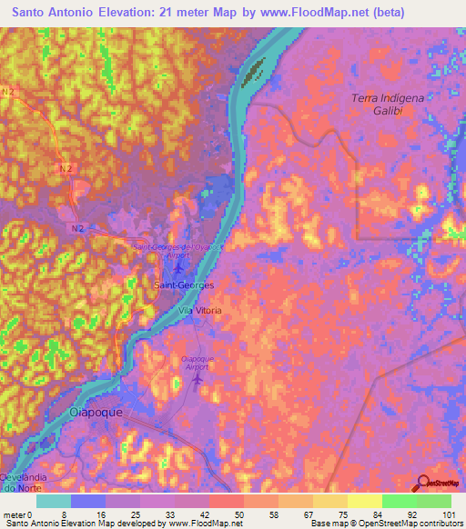 Santo Antonio,Brazil Elevation Map