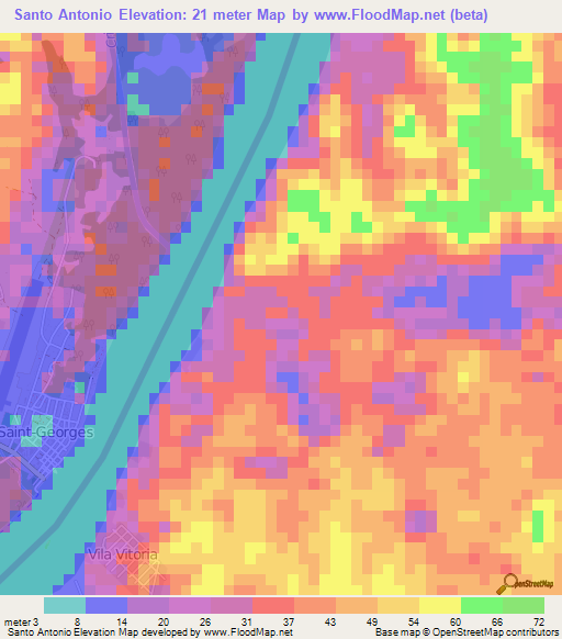 Santo Antonio,Brazil Elevation Map