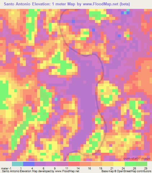 Santo Antonio,Brazil Elevation Map