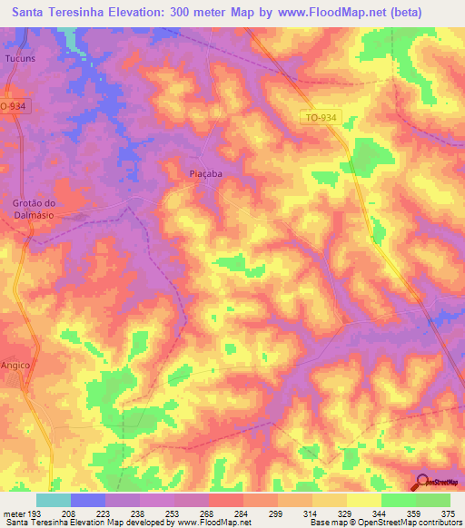 Santa Teresinha,Brazil Elevation Map