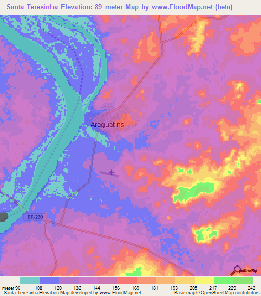 Santa Teresinha,Brazil Elevation Map