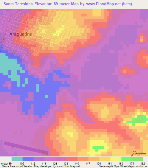 Santa Teresinha,Brazil Elevation Map