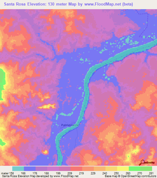 Santa Rosa,Brazil Elevation Map