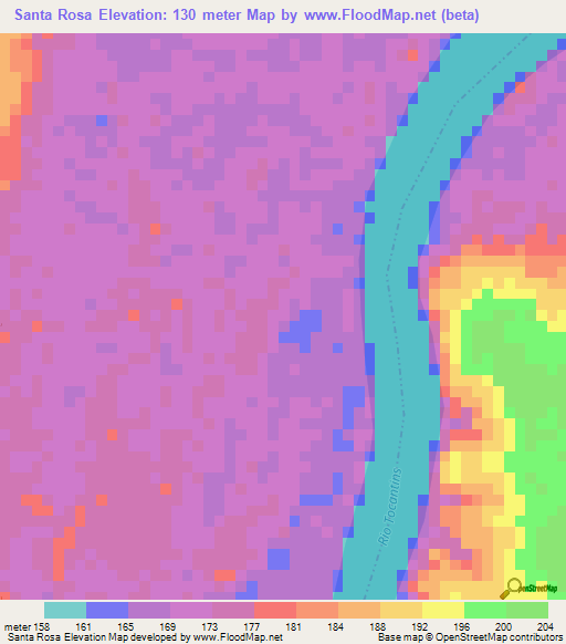 Santa Rosa,Brazil Elevation Map