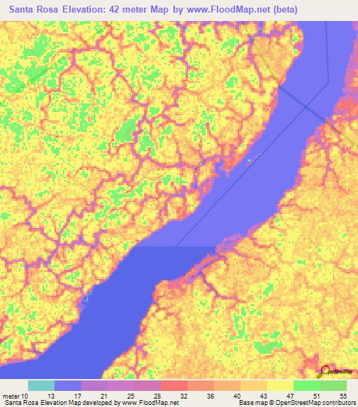 Santa Rosa,Brazil Elevation Map