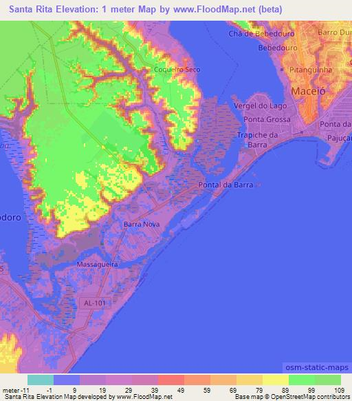 Santa Rita,Brazil Elevation Map