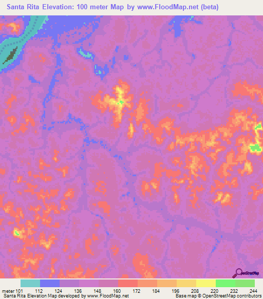 Santa Rita,Brazil Elevation Map