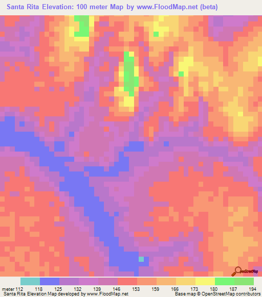 Santa Rita,Brazil Elevation Map