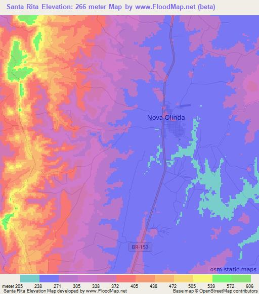 Santa Rita,Brazil Elevation Map