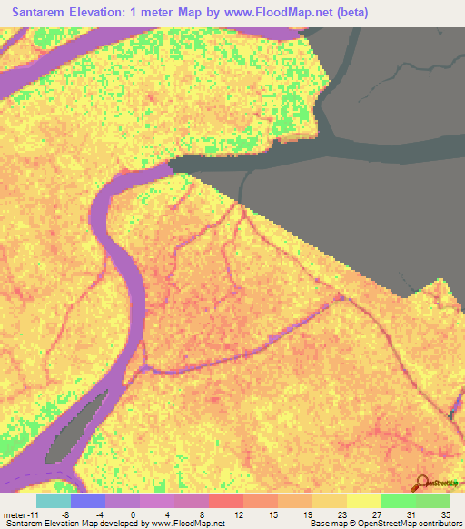 Santarem,Brazil Elevation Map