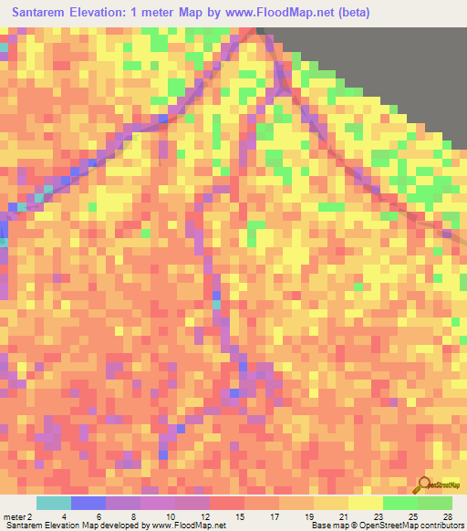 Santarem,Brazil Elevation Map