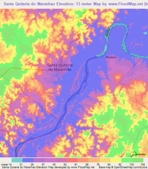 Santa Quiteria do Maranhao,Brazil Elevation Map