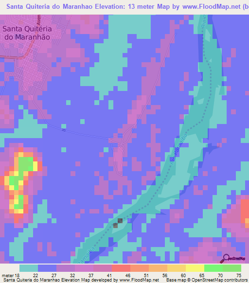 Santa Quiteria do Maranhao,Brazil Elevation Map