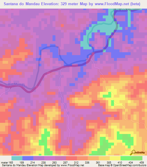 Santana do Mandau,Brazil Elevation Map