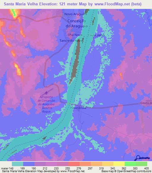 Santa Maria Velha,Brazil Elevation Map