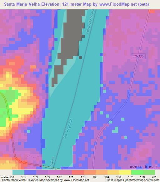 Santa Maria Velha,Brazil Elevation Map