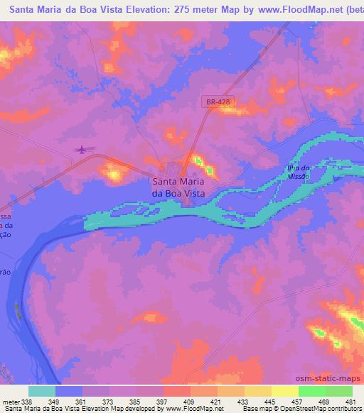 Santa Maria da Boa Vista,Brazil Elevation Map