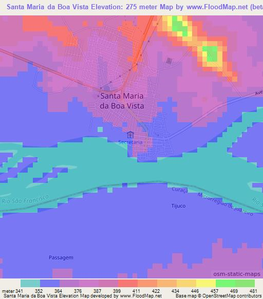 Santa Maria da Boa Vista,Brazil Elevation Map