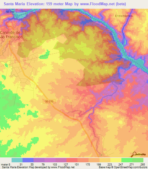 Santa Maria,Brazil Elevation Map