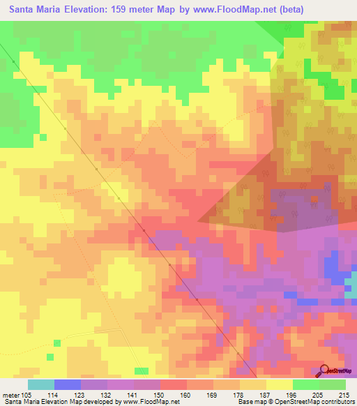 Santa Maria,Brazil Elevation Map