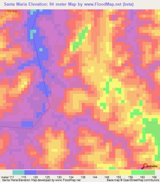 Santa Maria,Brazil Elevation Map