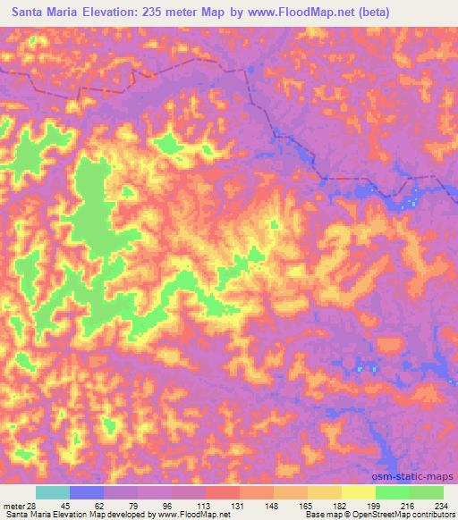 Santa Maria,Brazil Elevation Map