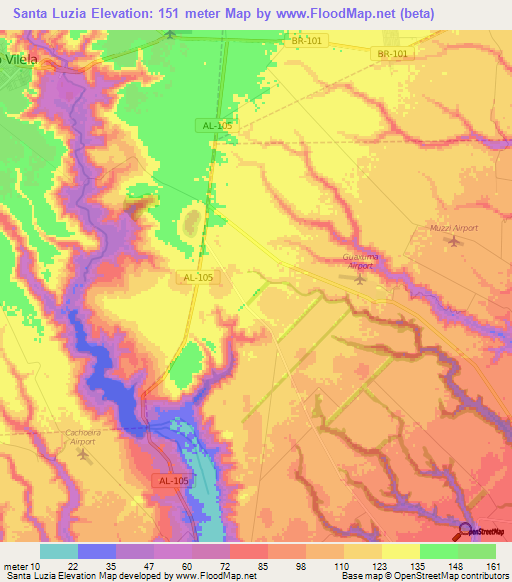 Santa Luzia,Brazil Elevation Map