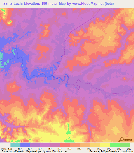 Santa Luzia,Brazil Elevation Map