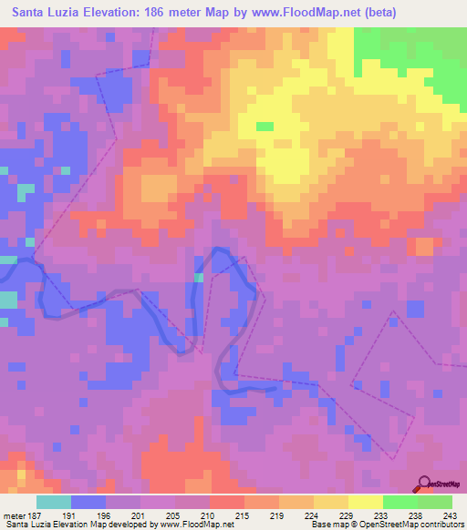 Santa Luzia,Brazil Elevation Map