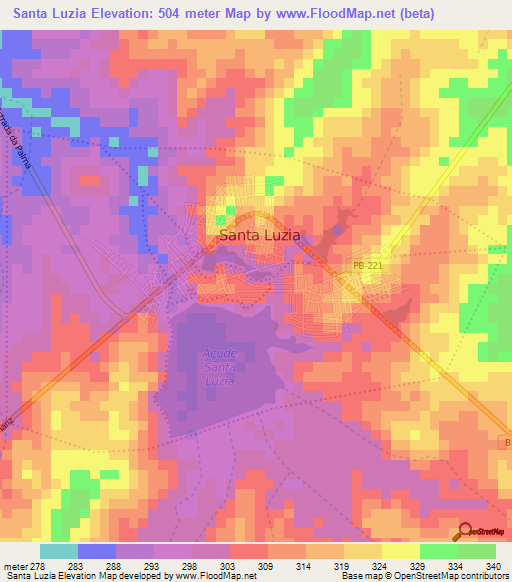 Santa Luzia,Brazil Elevation Map