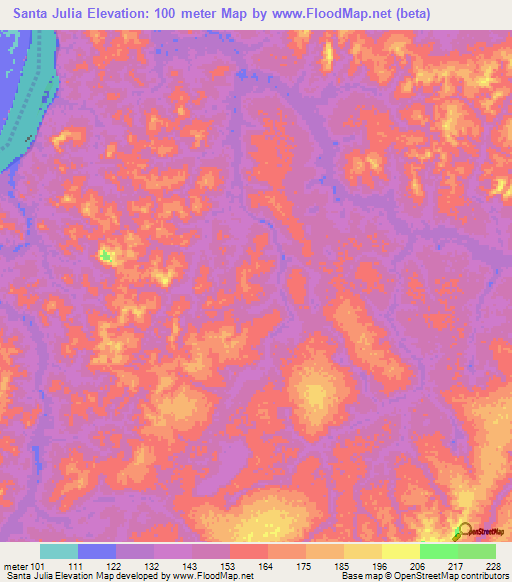 Santa Julia,Brazil Elevation Map