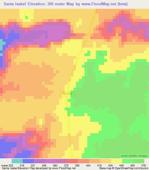 Santa Isabel,Brazil Elevation Map