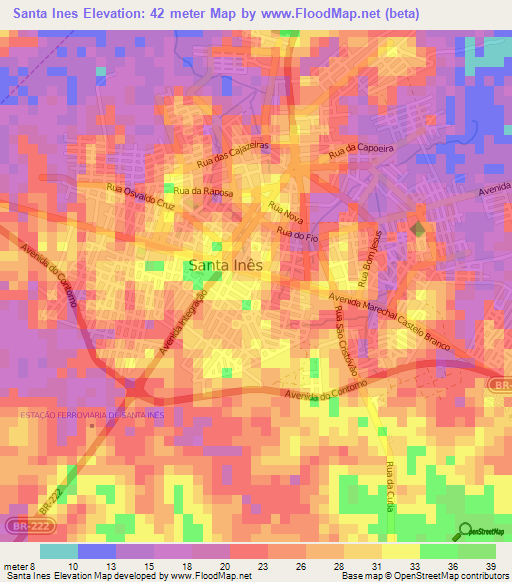 Santa Ines,Brazil Elevation Map