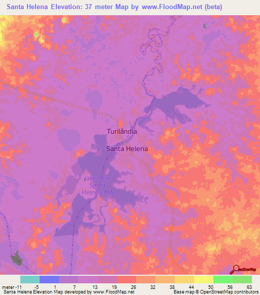 Santa Helena,Brazil Elevation Map