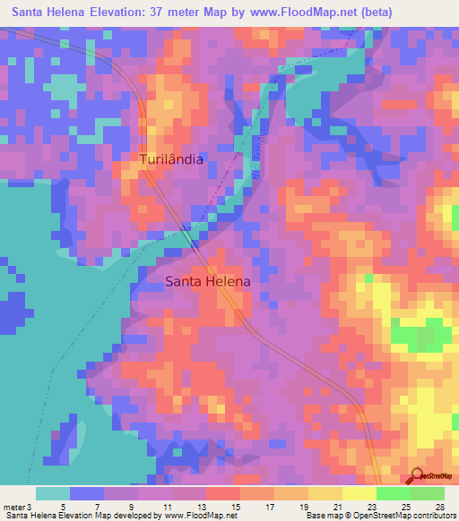 Santa Helena,Brazil Elevation Map