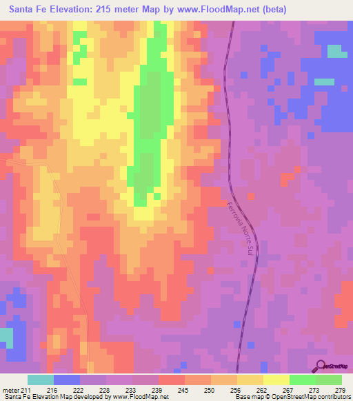 Santa Fe,Brazil Elevation Map