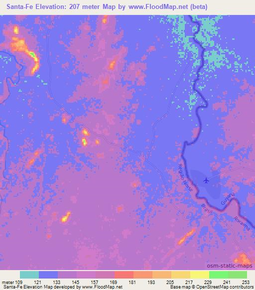 Santa-Fe,Brazil Elevation Map