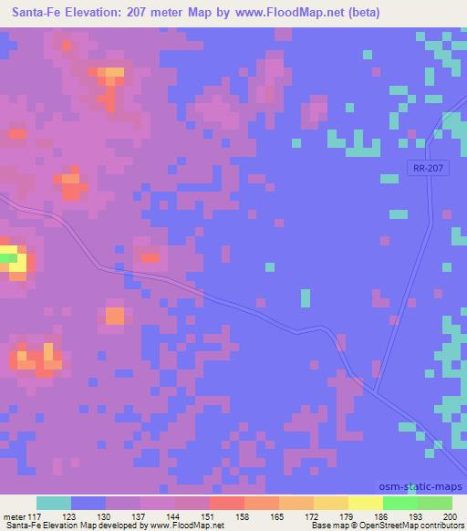 Santa-Fe,Brazil Elevation Map