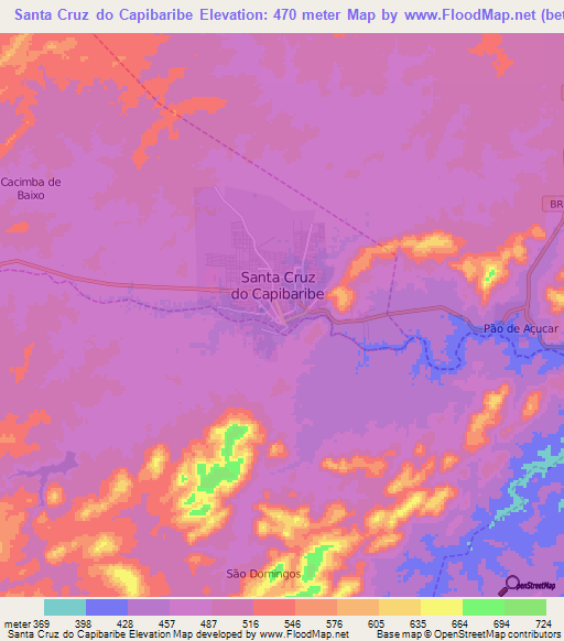 Santa Cruz do Capibaribe,Brazil Elevation Map