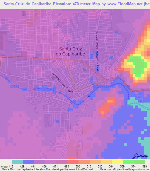 Santa Cruz do Capibaribe,Brazil Elevation Map